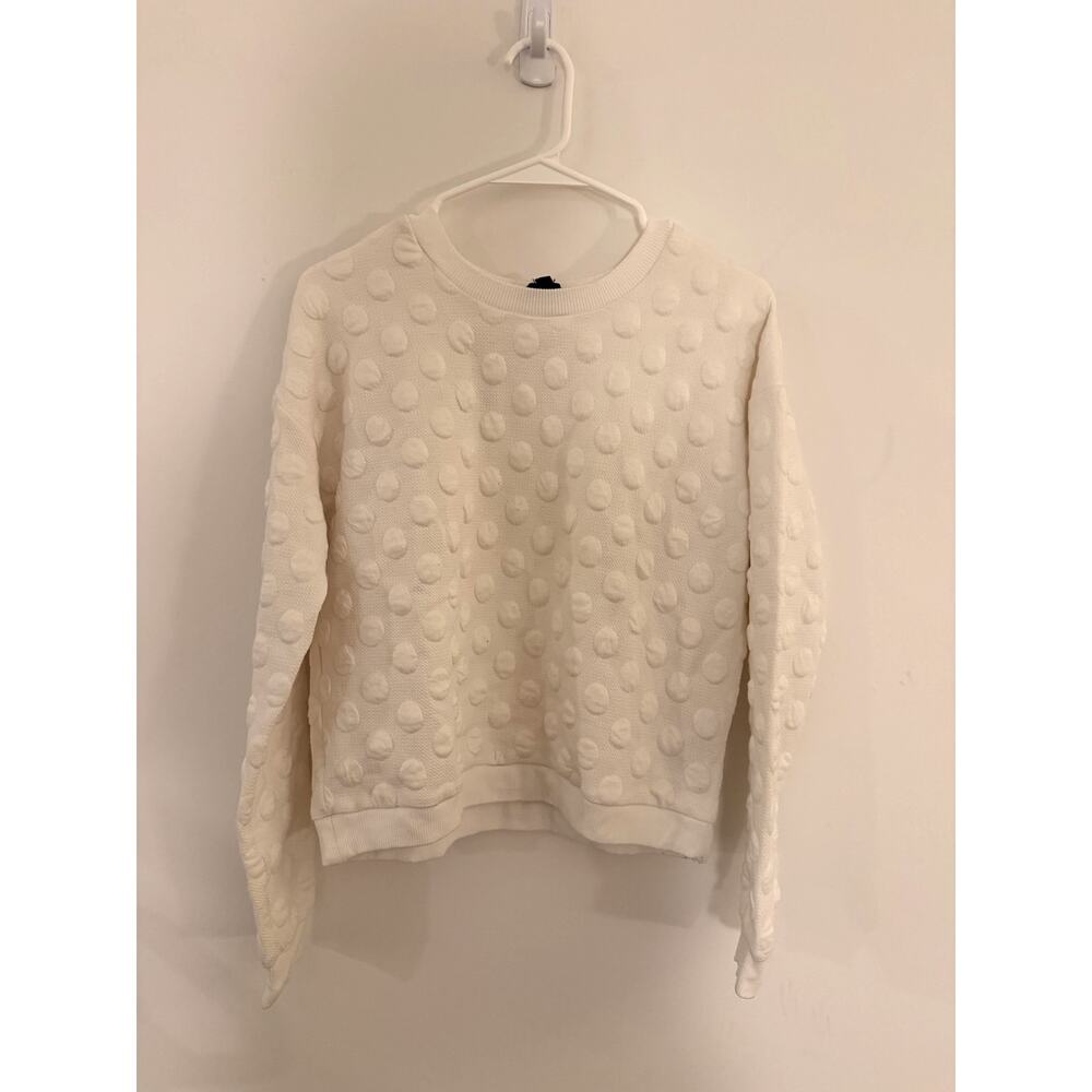 Lucca Couture White Textured Polka Dot Sweatshirt